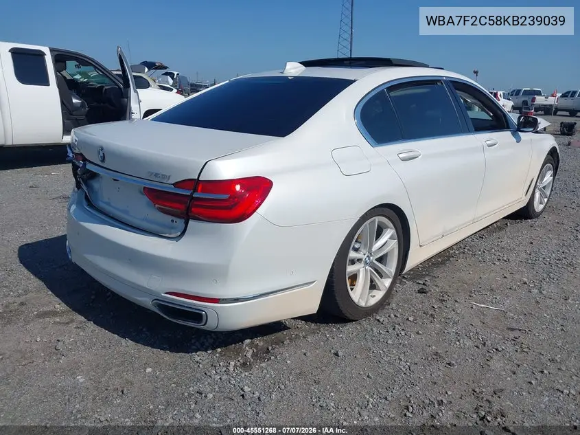 2019 BMW 750I xDrive VIN: WBA7F2C58KB239039 Lot: 45551268