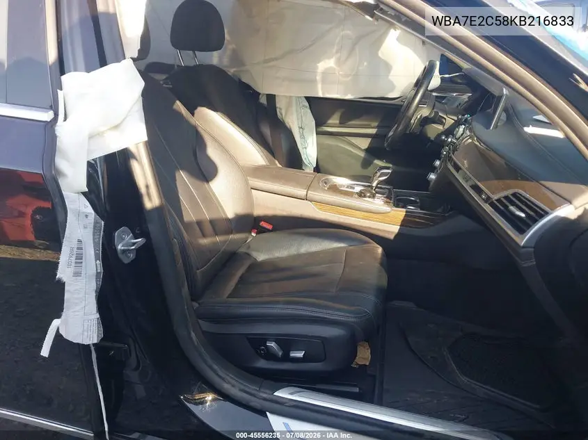 2019 BMW 740I VIN: WBA7E2C58KB216833 Lot: 45556235