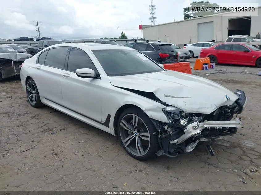 2019 BMW 740I VIN: WBA7E2C59KB454920 Lot: 45693344