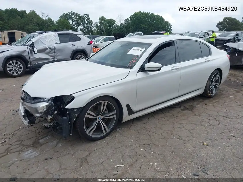 2019 BMW 740I VIN: WBA7E2C59KB454920 Lot: 45693344