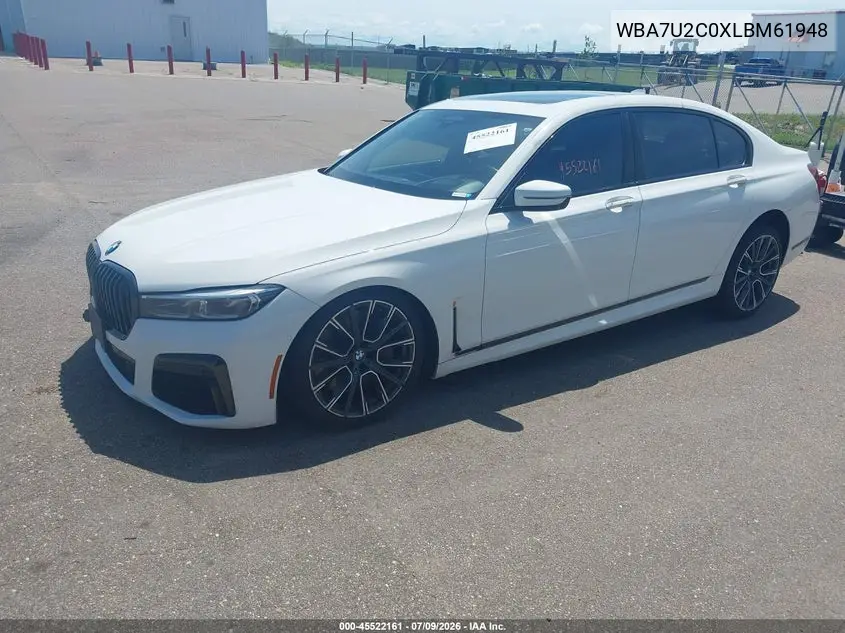 2020 BMW 750I xDrive VIN: WBA7U2C0XLBM61948 Lot: 45522161