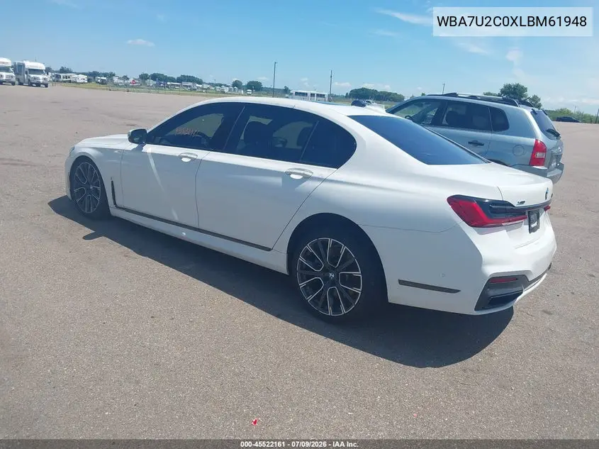2020 BMW 750I xDrive VIN: WBA7U2C0XLBM61948 Lot: 45522161
