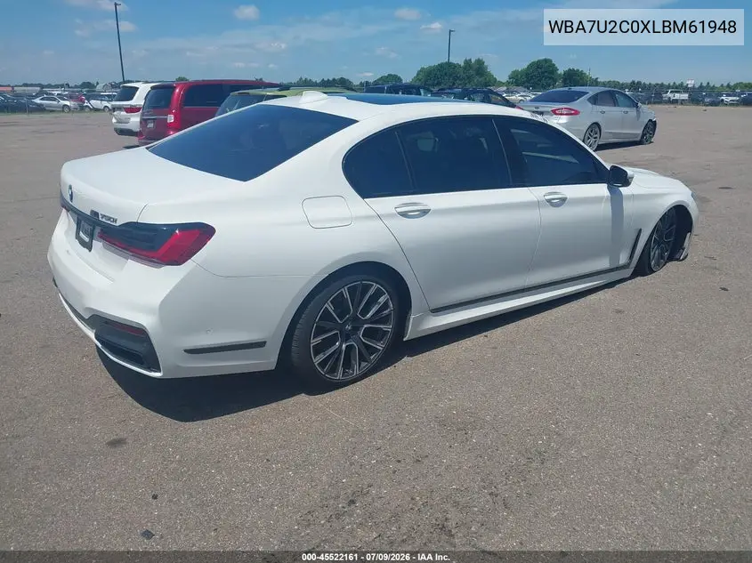 2020 BMW 750I xDrive VIN: WBA7U2C0XLBM61948 Lot: 45522161