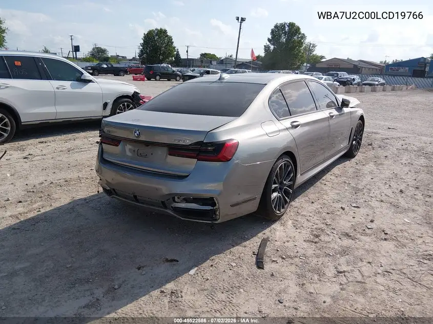2020 BMW 750I xDrive VIN: WBA7U2C00LCD19766 Lot: 45522586