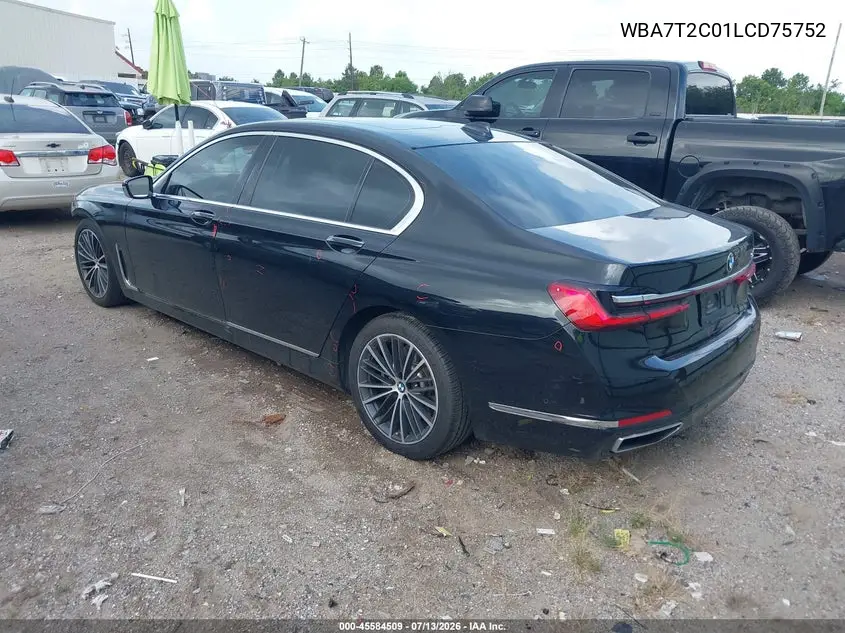 2020 BMW 740I VIN: WBA7T2C01LCD75752 Lot: 45584509