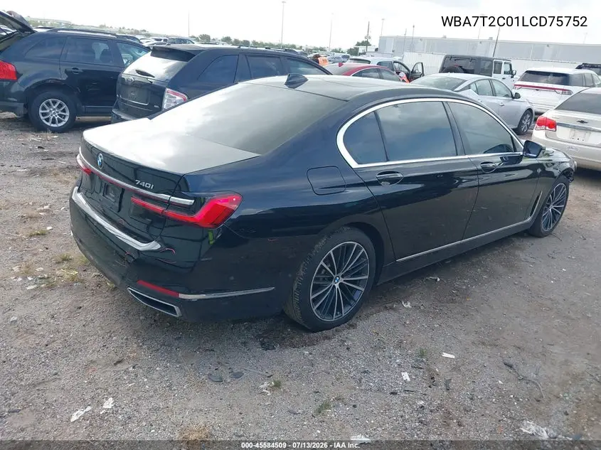 2020 BMW 740I VIN: WBA7T2C01LCD75752 Lot: 45584509