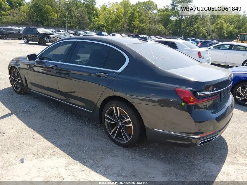 2020 BMW 750I xDrive VIN: WBA7U2C05LCD61849 Lot: 45614141