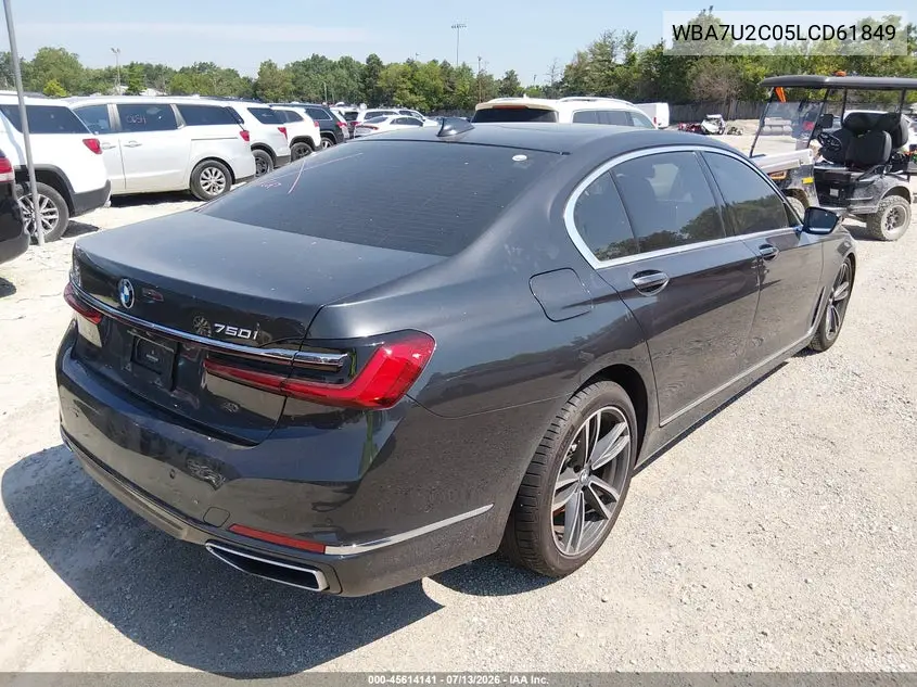 2020 BMW 750I xDrive VIN: WBA7U2C05LCD61849 Lot: 45614141