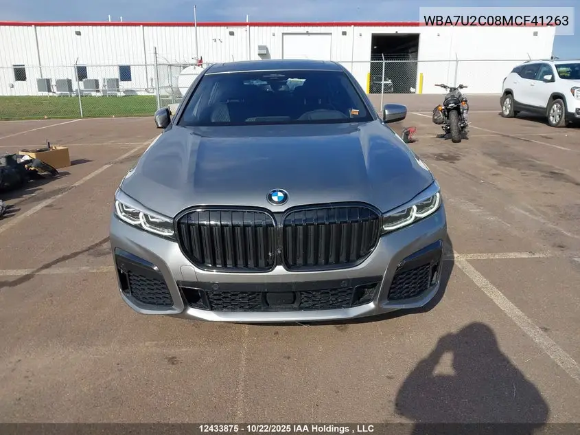 2021 BMW 750Li xDrive VIN: WBA7U2C08MCF41263 Lot: 12433875x