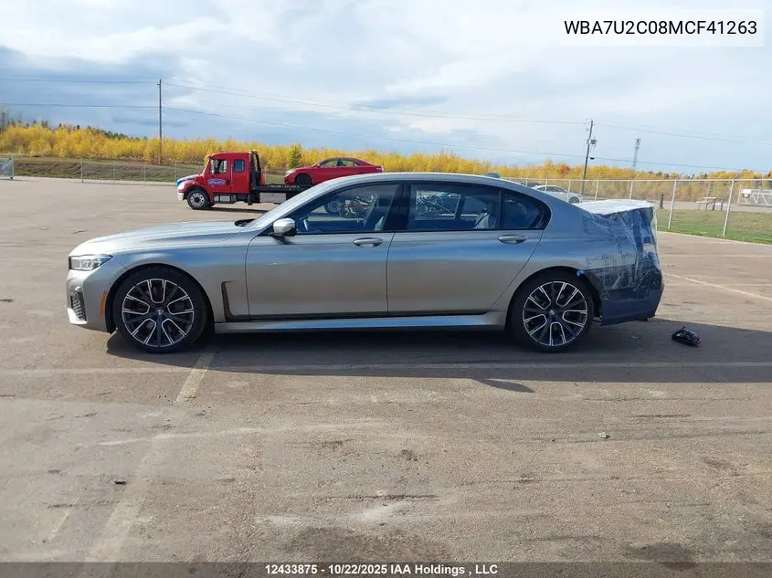 2021 BMW 750Li xDrive VIN: WBA7U2C08MCF41263 Lot: 12433875x