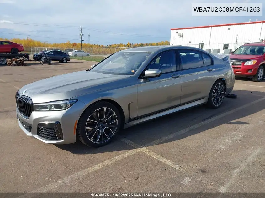 2021 BMW 750Li xDrive VIN: WBA7U2C08MCF41263 Lot: 12433875x