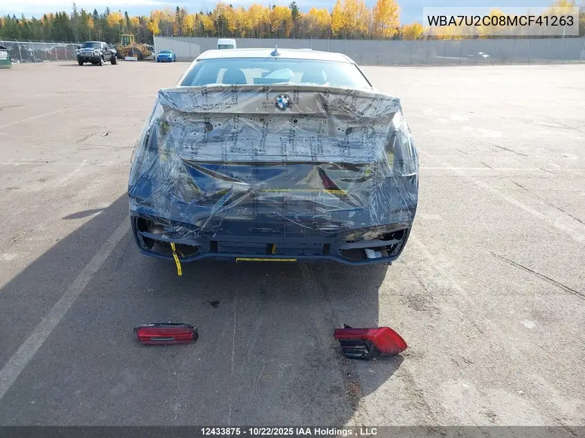 2021 BMW 750Li xDrive VIN: WBA7U2C08MCF41263 Lot: 12433875x