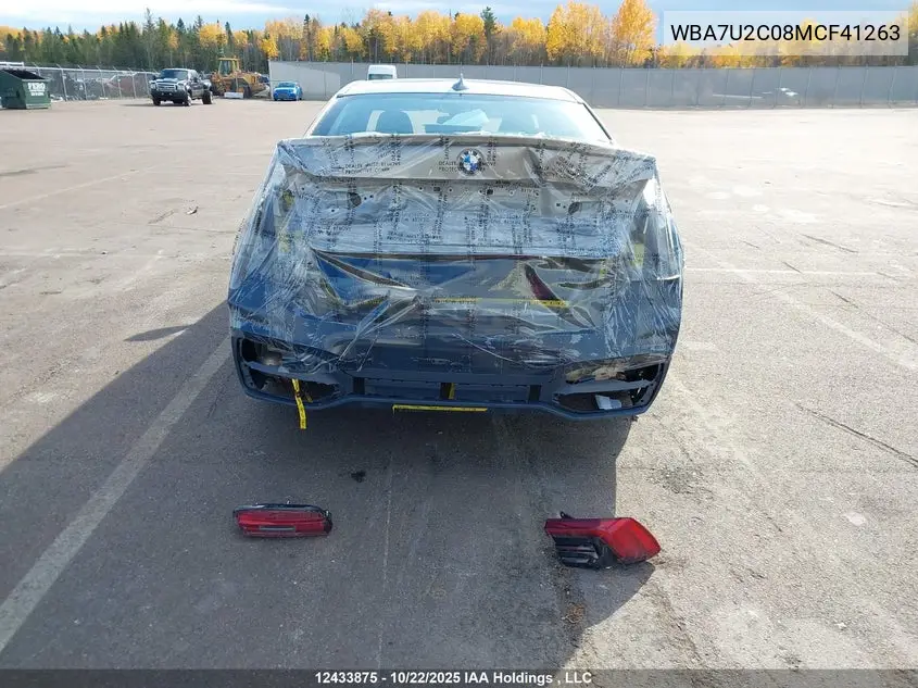 2021 BMW 750Li xDrive VIN: WBA7U2C08MCF41263 Lot: 12433875x