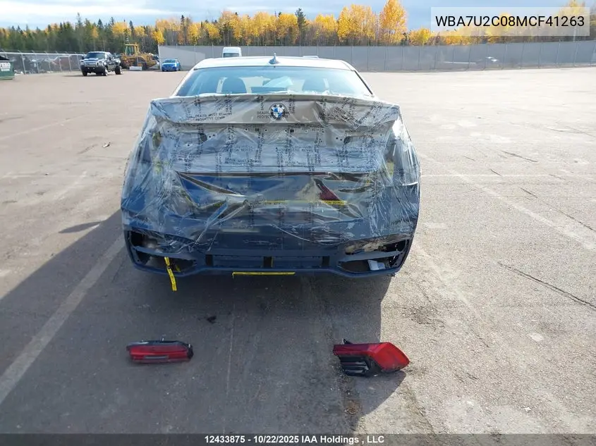 2021 BMW 750Li xDrive VIN: WBA7U2C08MCF41263 Lot: 12433875x