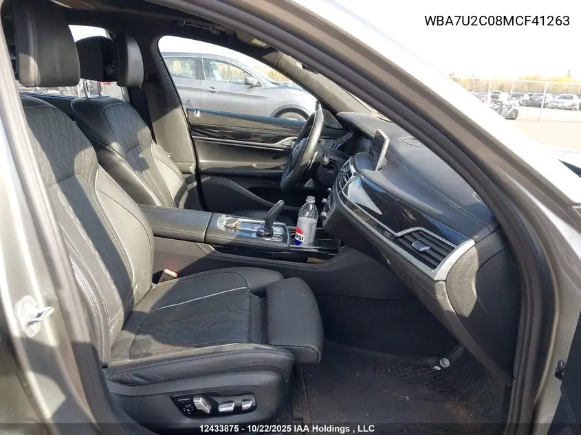 2021 BMW 750Li xDrive VIN: WBA7U2C08MCF41263 Lot: 12433875x