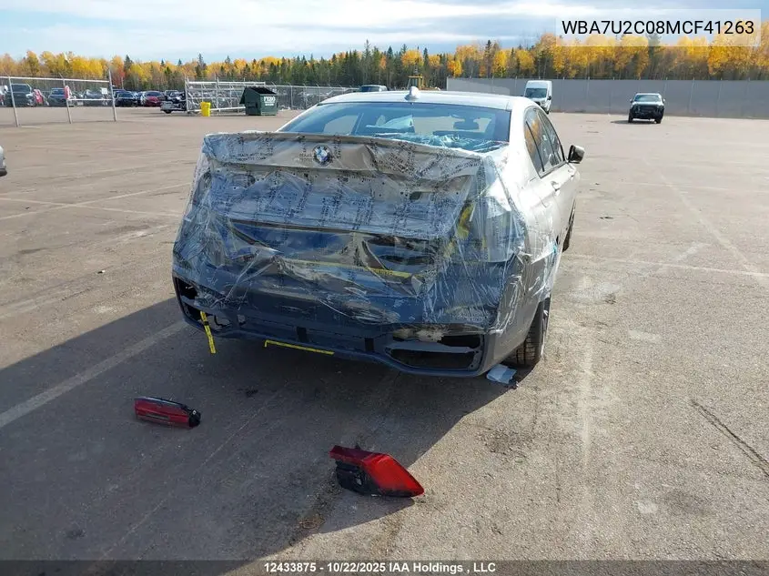 2021 BMW 750Li xDrive VIN: WBA7U2C08MCF41263 Lot: 12433875x