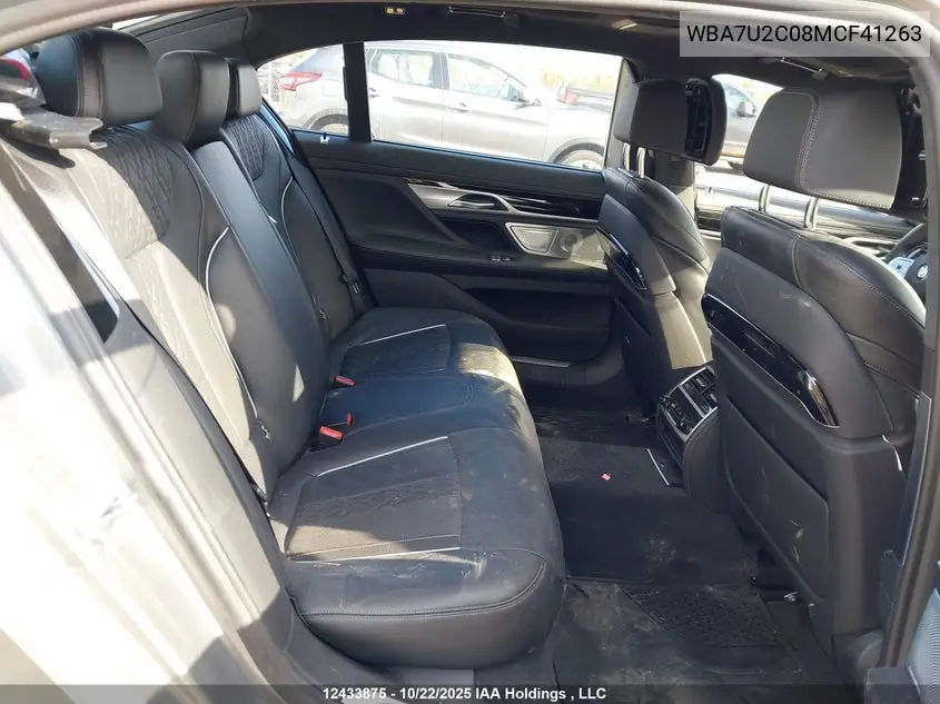 2021 BMW 750Li xDrive VIN: WBA7U2C08MCF41263 Lot: 12433875x