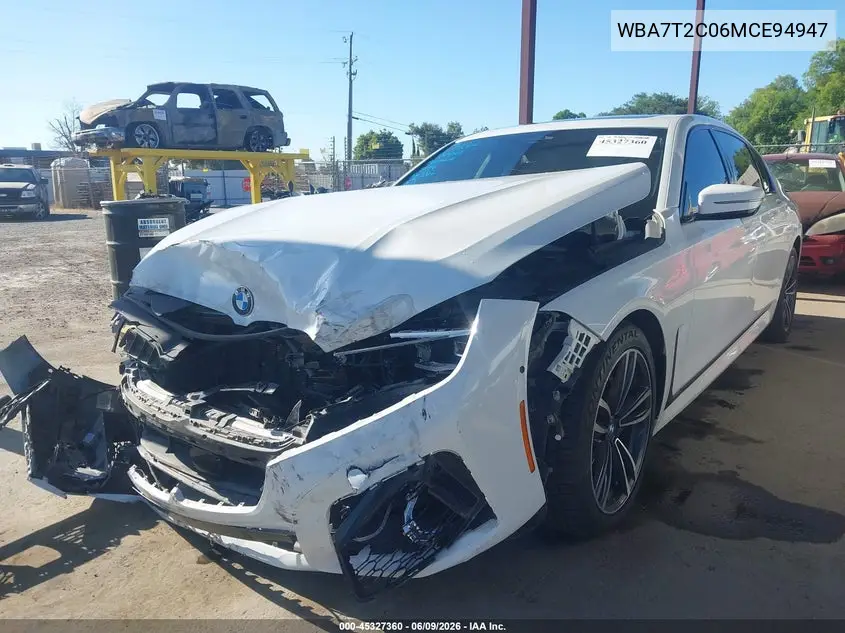 2021 BMW 740I VIN: WBA7T2C06MCE94947 Lot: 45327360