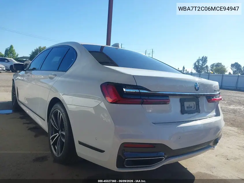 2021 BMW 740I VIN: WBA7T2C06MCE94947 Lot: 45327360
