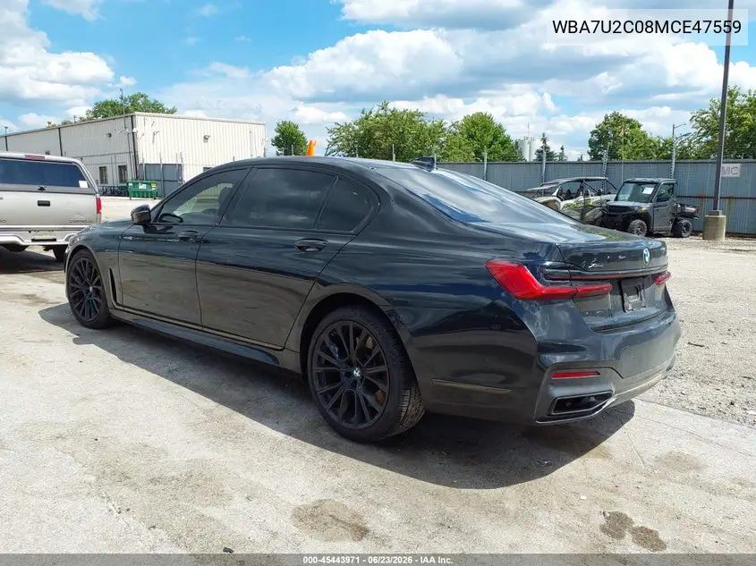 2021 BMW 750I xDrive VIN: WBA7U2C08MCE47559 Lot: 45443971