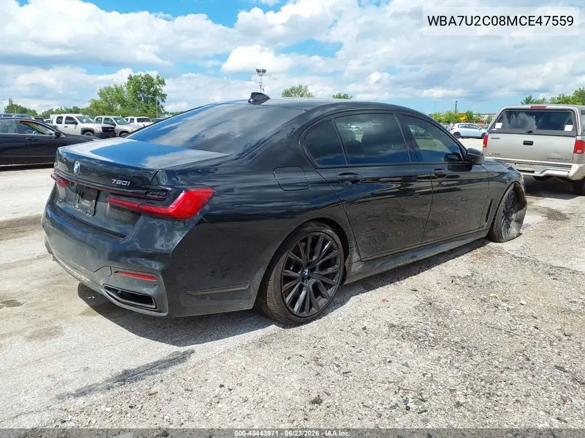 2021 BMW 750I xDrive VIN: WBA7U2C08MCE47559 Lot: 45443971