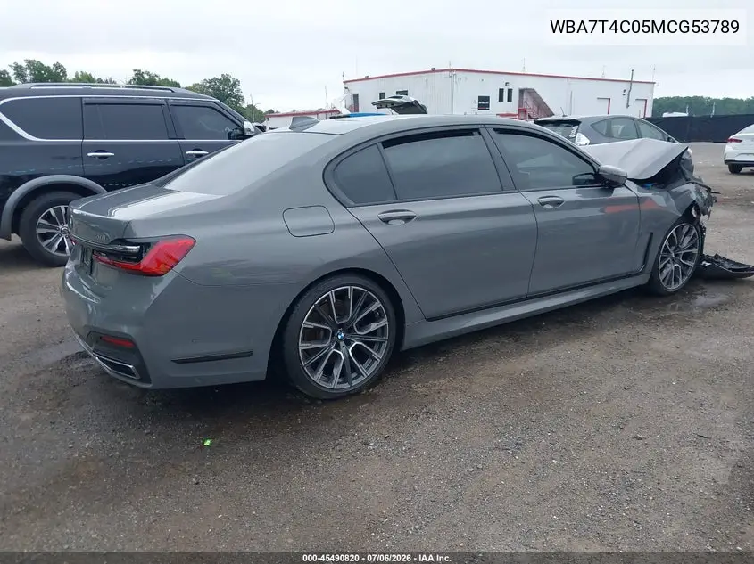 2021 BMW 740I xDrive VIN: WBA7T4C05MCG53789 Lot: 45490820