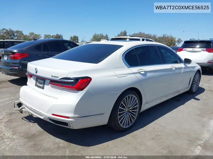 2021 BMW 740I VIN: WBA7T2C0XMCE56525 Lot: 45539893