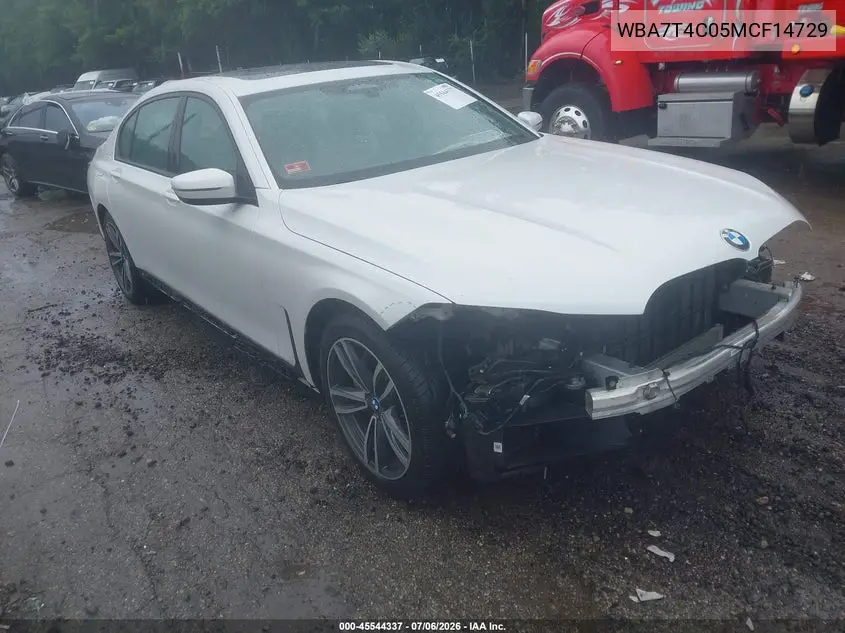 2021 BMW 740I xDrive VIN: WBA7T4C05MCF14729 Lot: 45544337
