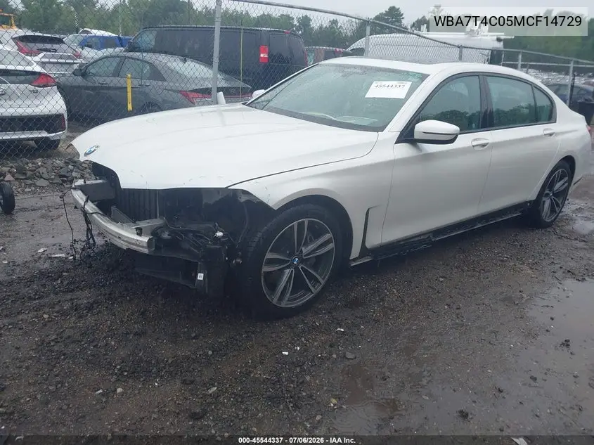 2021 BMW 740I xDrive VIN: WBA7T4C05MCF14729 Lot: 45544337