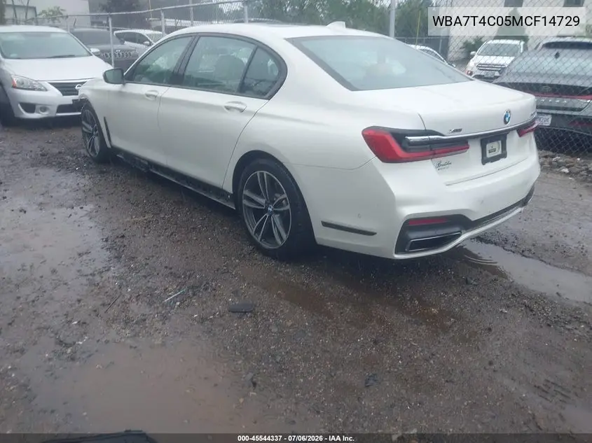 2021 BMW 740I xDrive VIN: WBA7T4C05MCF14729 Lot: 45544337