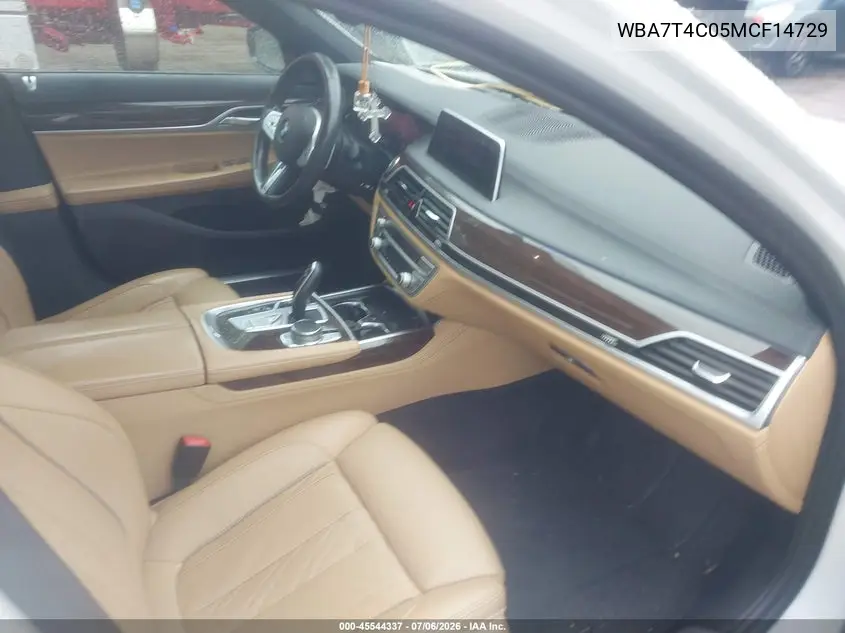 2021 BMW 740I xDrive VIN: WBA7T4C05MCF14729 Lot: 45544337