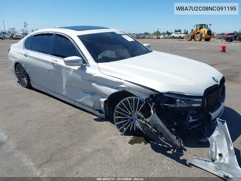 2022 BMW 750 I xDrive VIN: WBA7U2C08NCG91195 Lot: 45523711