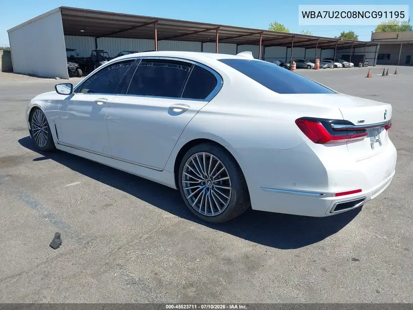 2022 BMW 750 I xDrive VIN: WBA7U2C08NCG91195 Lot: 45523711