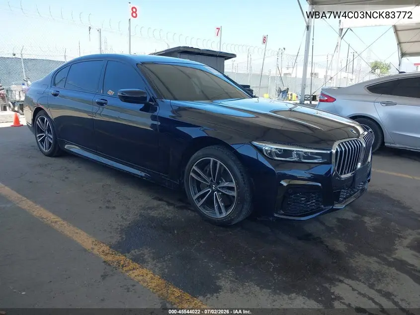 2022 BMW 745E xDrive VIN: WBA7W4C03NCK83772 Lot: 45544022