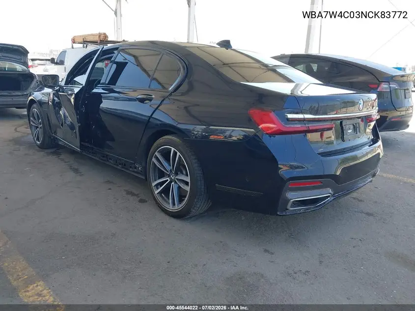 2022 BMW 745E xDrive VIN: WBA7W4C03NCK83772 Lot: 45544022
