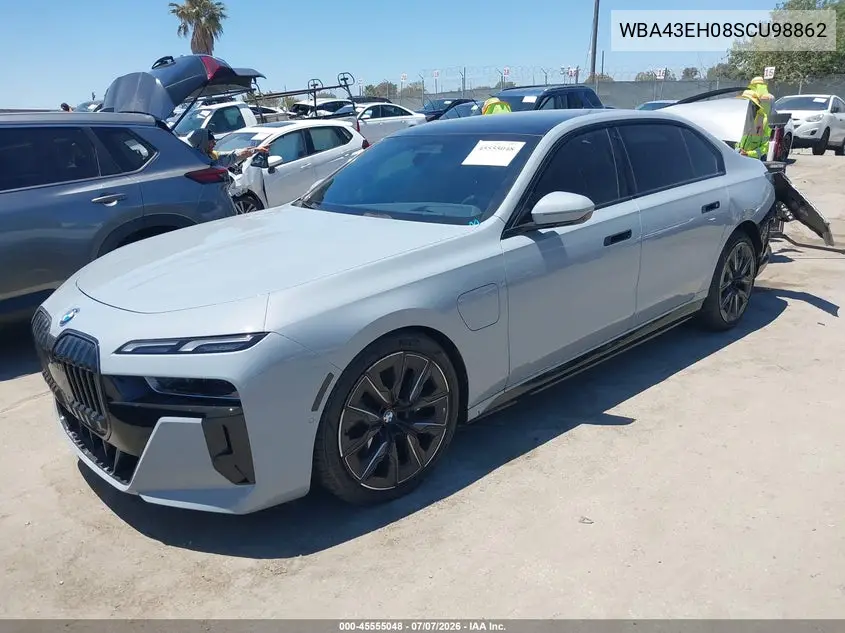 2025 BMW 750E xDrive VIN: WBA43EH08SCU98862 Lot: 45555048
