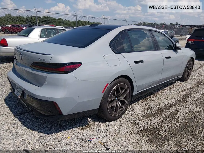 2026 BMW 740I xDrive VIN: WBA33EH03TCW58840 Lot: 45576507