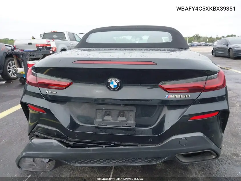 2019 BMW M850I xDrive VIN: WBAFY4C5XKBX39351 Lot: 44631251