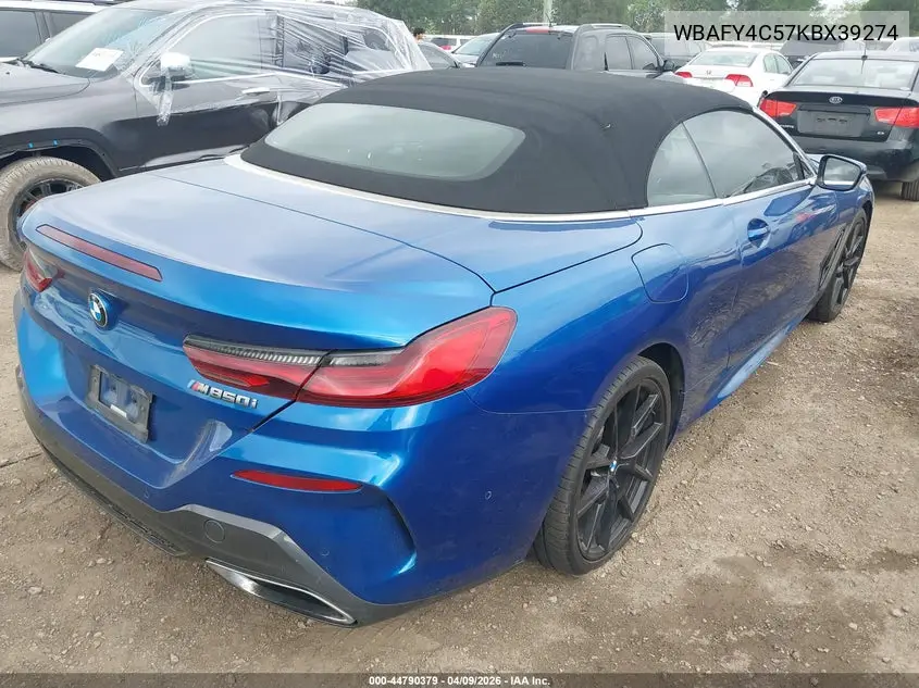 2019 BMW M850I xDrive VIN: WBAFY4C57KBX39274 Lot: 44790379