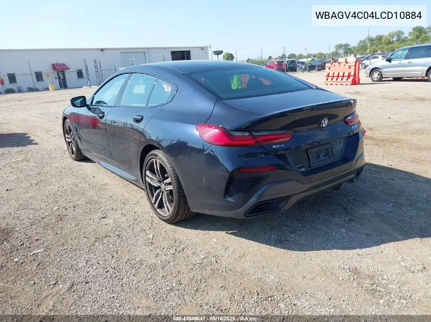 2020 BMW 840I Gran Coupe xDrive VIN: WBAGV4C04LCD10884 Lot: 43046647