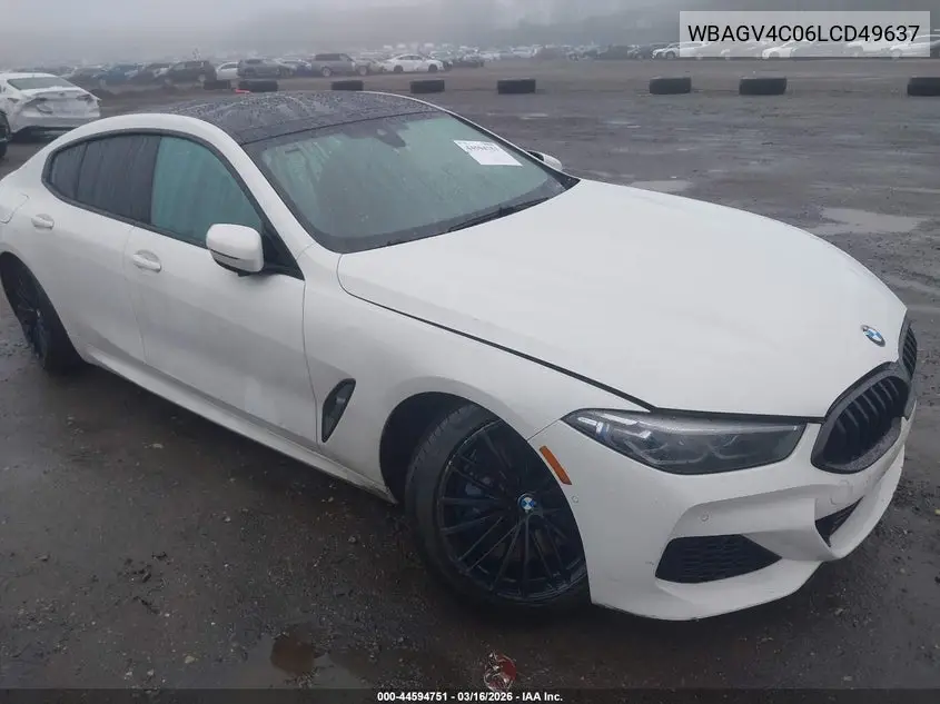 2020 BMW 840I Gran Coupe xDrive VIN: WBAGV4C06LCD49637 Lot: 44594751