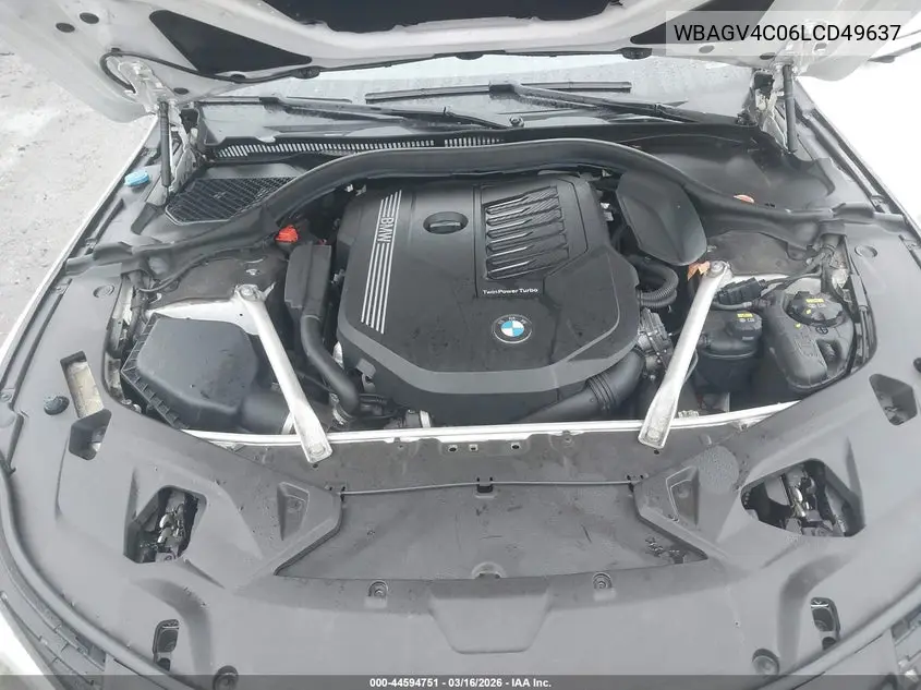 2020 BMW 840I Gran Coupe xDrive VIN: WBAGV4C06LCD49637 Lot: 44594751