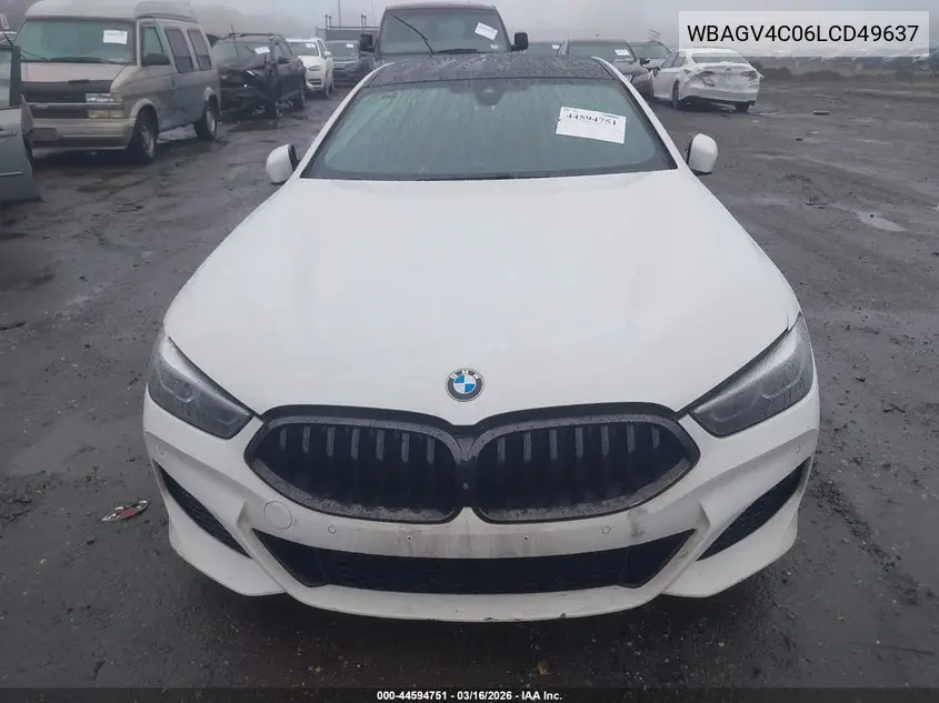2020 BMW 840I Gran Coupe xDrive VIN: WBAGV4C06LCD49637 Lot: 44594751