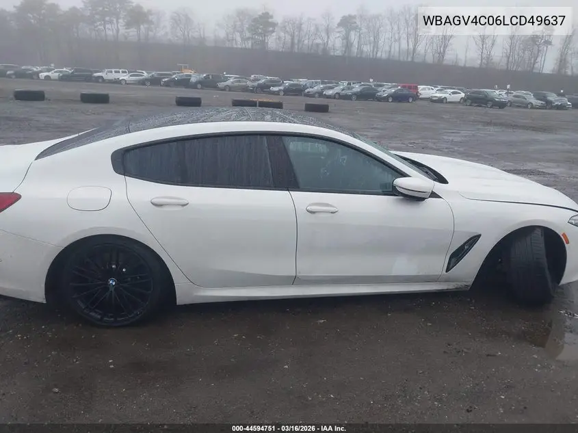 2020 BMW 840I Gran Coupe xDrive VIN: WBAGV4C06LCD49637 Lot: 44594751