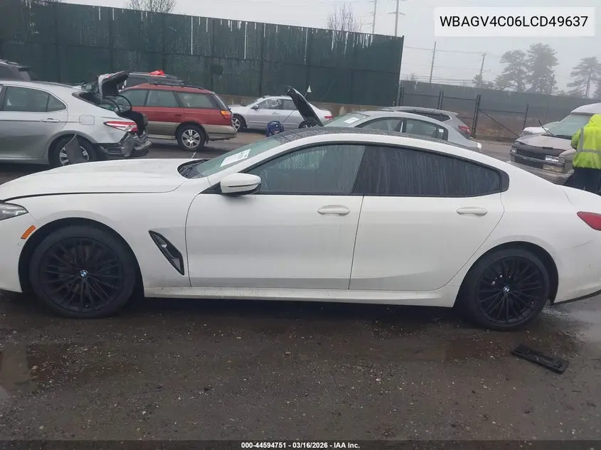 2020 BMW 840I Gran Coupe xDrive VIN: WBAGV4C06LCD49637 Lot: 44594751