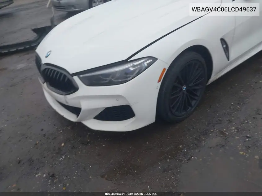 2020 BMW 840I Gran Coupe xDrive VIN: WBAGV4C06LCD49637 Lot: 44594751