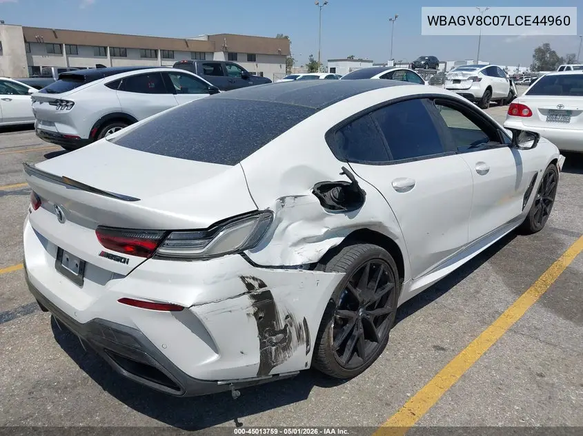 2020 BMW M850I Gtan Coupe xDrive VIN: WBAGV8C07LCE44960 Lot: 45013759