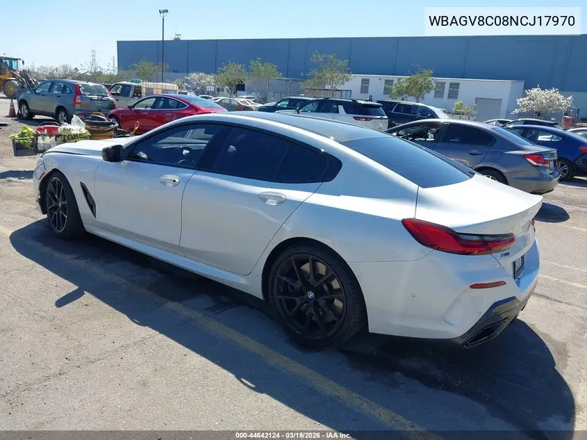 2022 BMW M850I Gtan Coupe xDrive VIN: WBAGV8C08NCJ17970 Lot: 44642124
