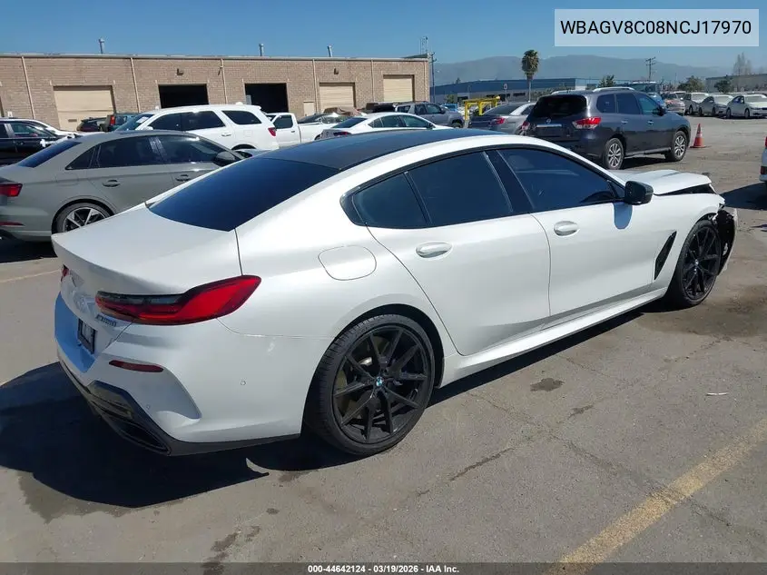 2022 BMW M850I Gtan Coupe xDrive VIN: WBAGV8C08NCJ17970 Lot: 44642124