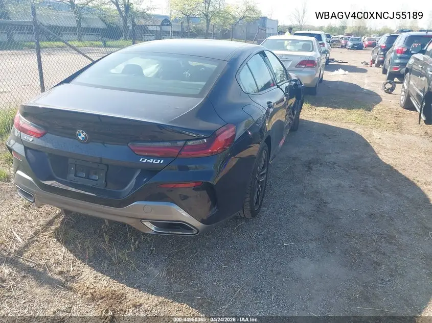 2022 BMW 840 Gran Coupe I xDrive VIN: WBAGV4C0XNCJ55189 Lot: 44950365